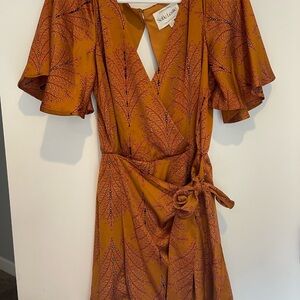 Selfie Leslie Mustard Wrap Dress - Medium - Never Worn